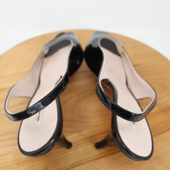 Miu Miu Shoes Women 9.5 Patent Leather Slingback Heels Work Business Office Chic - Picture 7 of 11